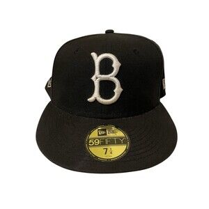 New Era 59Fifty Brooklyn Dodgers Black Fitted Cap Size 7 1/4 Green Underbrim